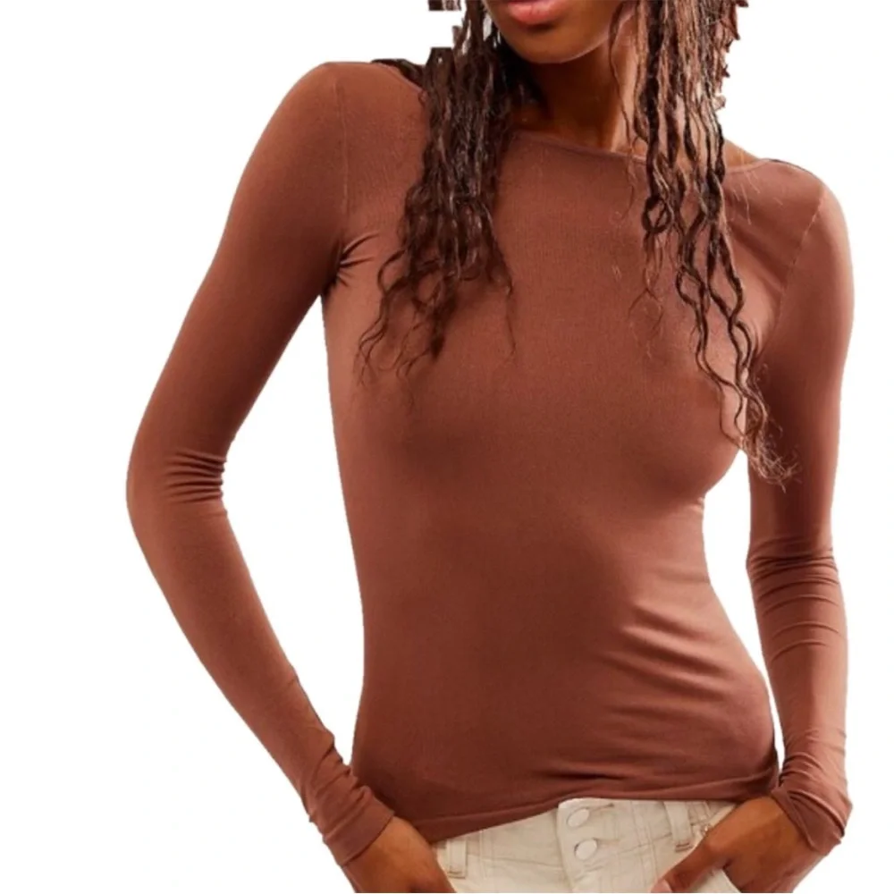 INTIMATELY FREE PEOPLE Low Back Seamless Long Sleeve in Withered Rose Sz M/L NWT